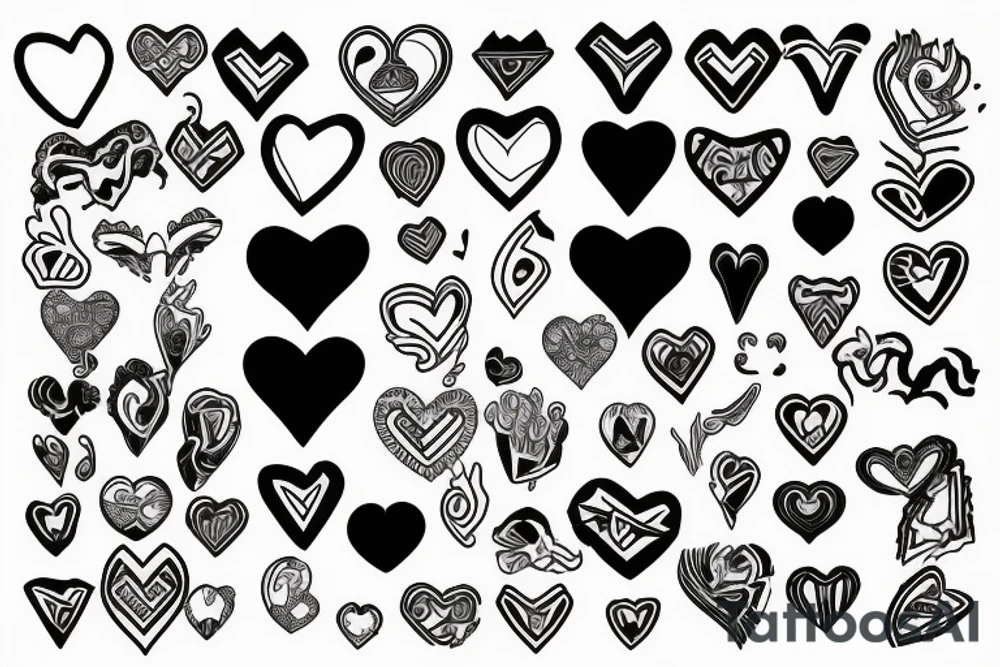 half heart up and second half heart down tattoo idea