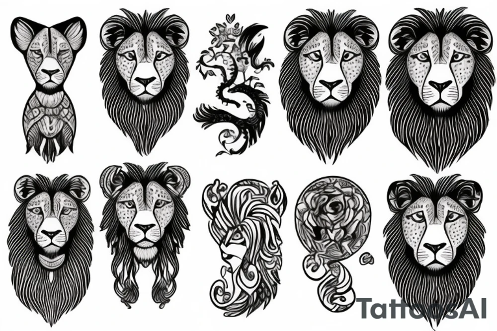 sleepy lion tattoo idea