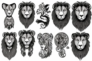 sleepy lion tattoo idea