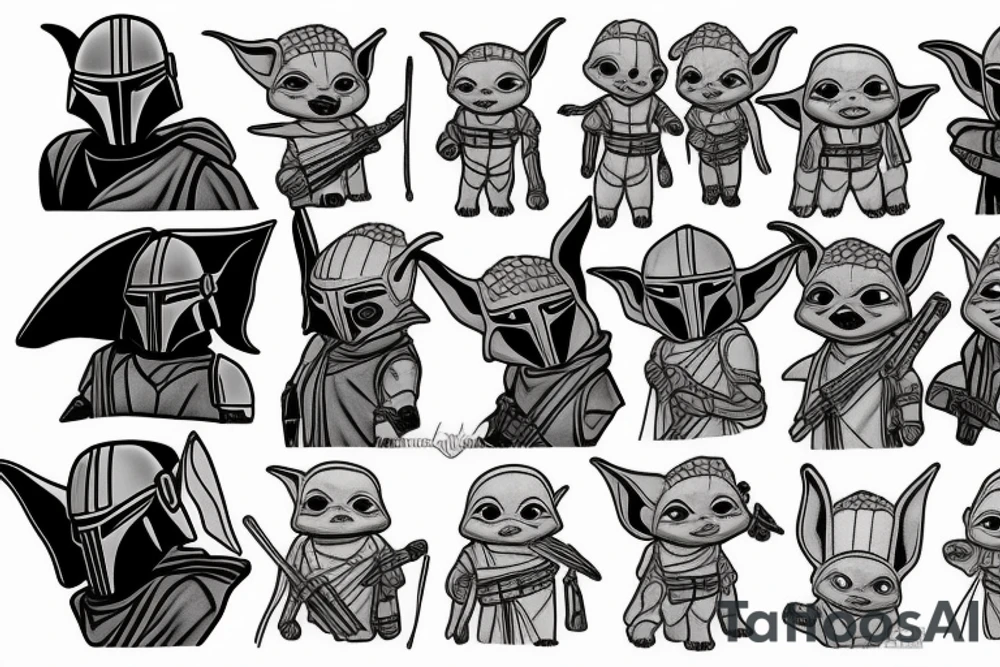 mandalorian with baby yoda tattoo idea