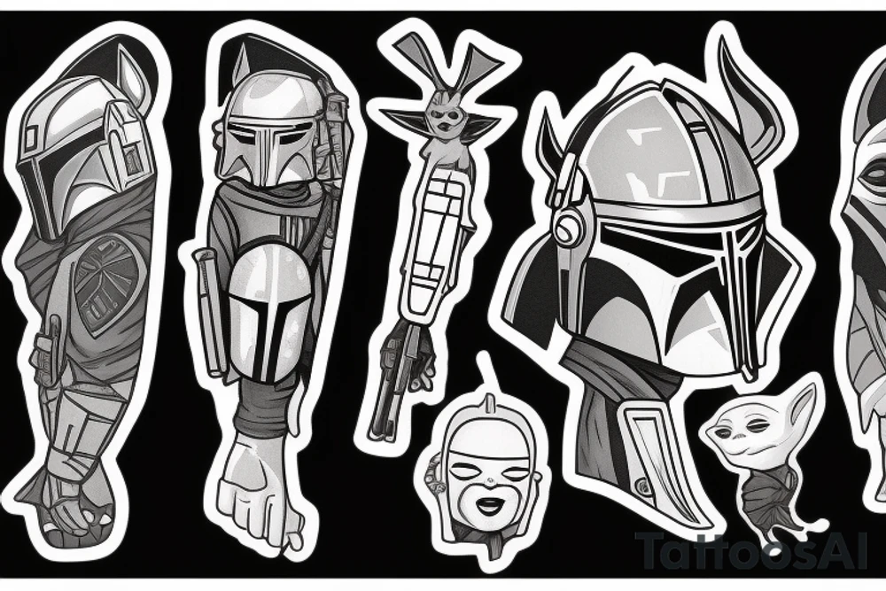 mandalorian with baby yoda tattoo idea