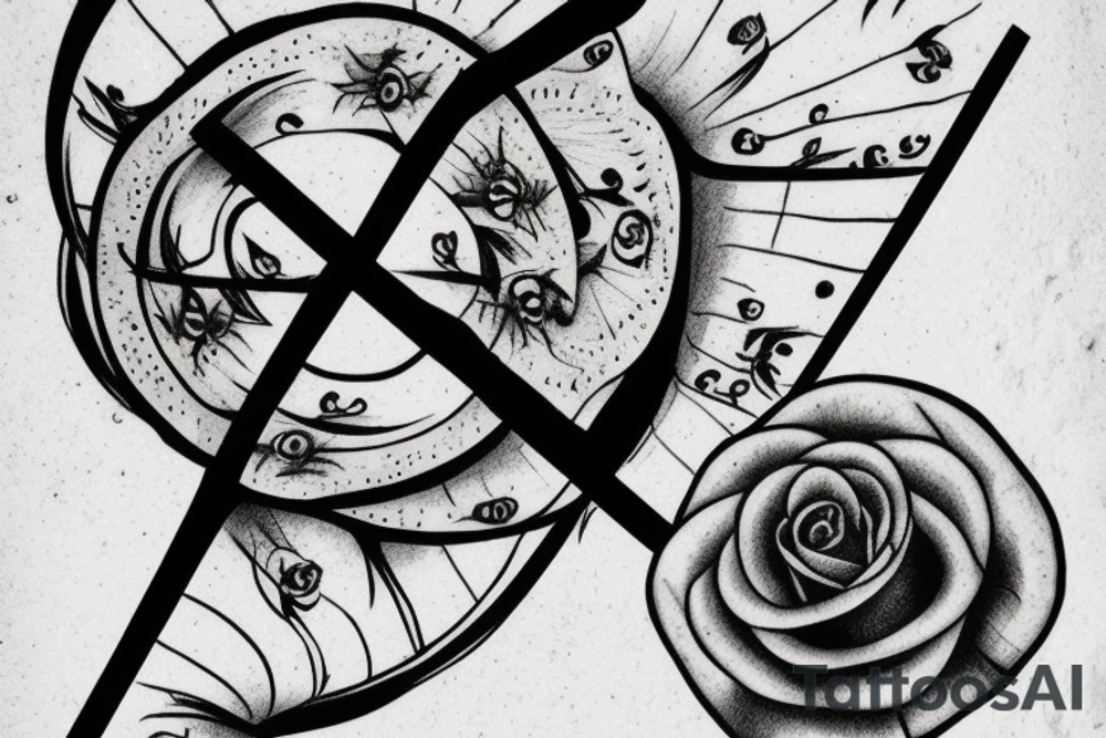 Cross death rose tattoo idea