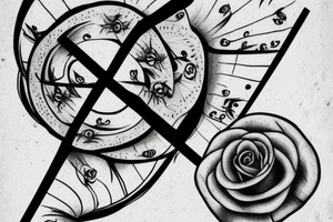 Cross death rose tattoo idea