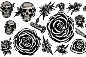 Cross death rose tattoo idea