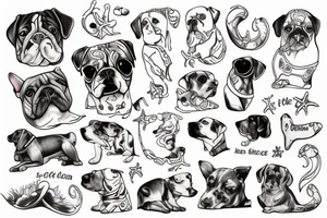 dog on beach with ocean tattoo idea