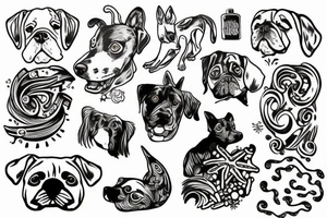 dog on beach with ocean tattoo idea