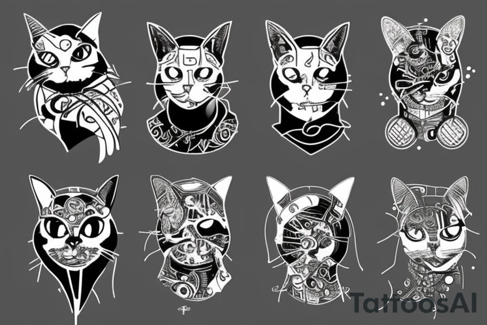Cyberpunk cat tattoo idea