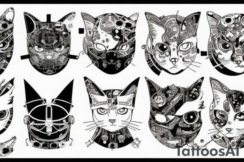 Cyberpunk cat tattoo idea