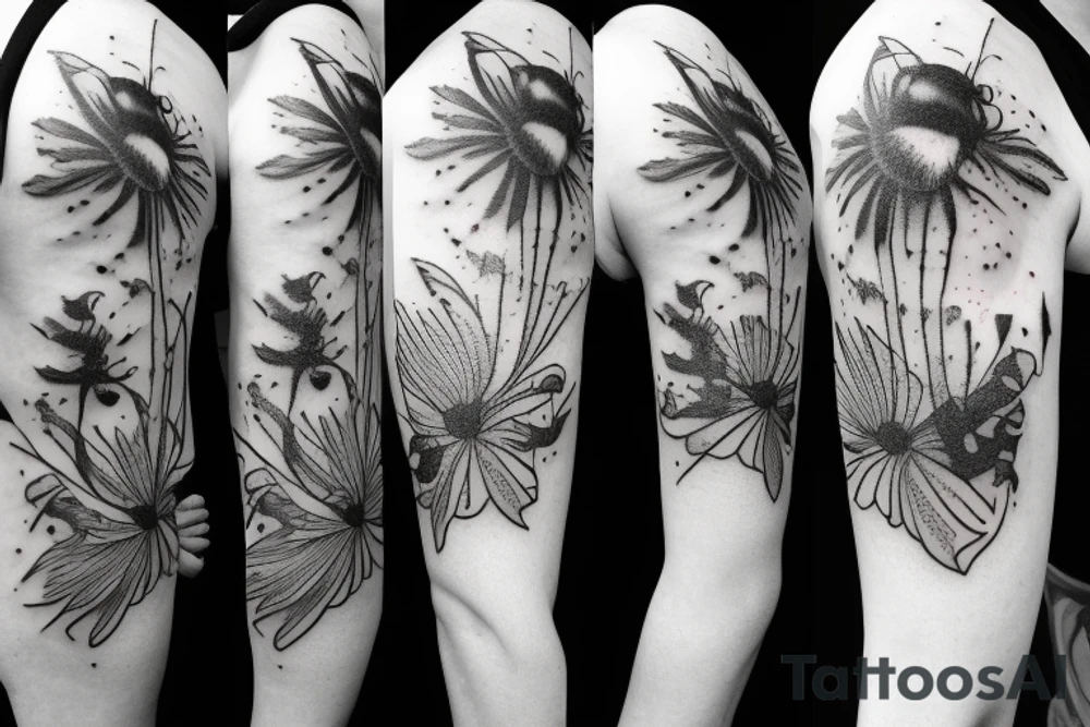 wildflower bumblebee tattoo idea