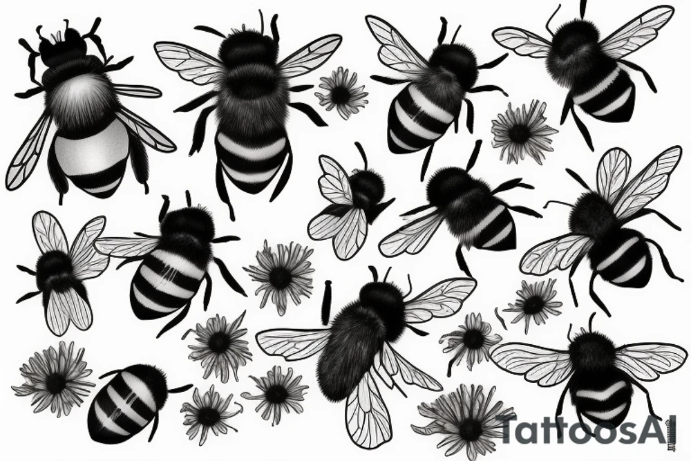 wildflower bumblebee tattoo idea
