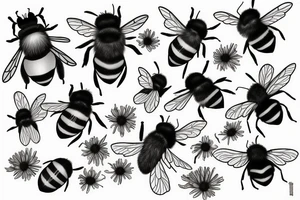 wildflower bumblebee tattoo idea