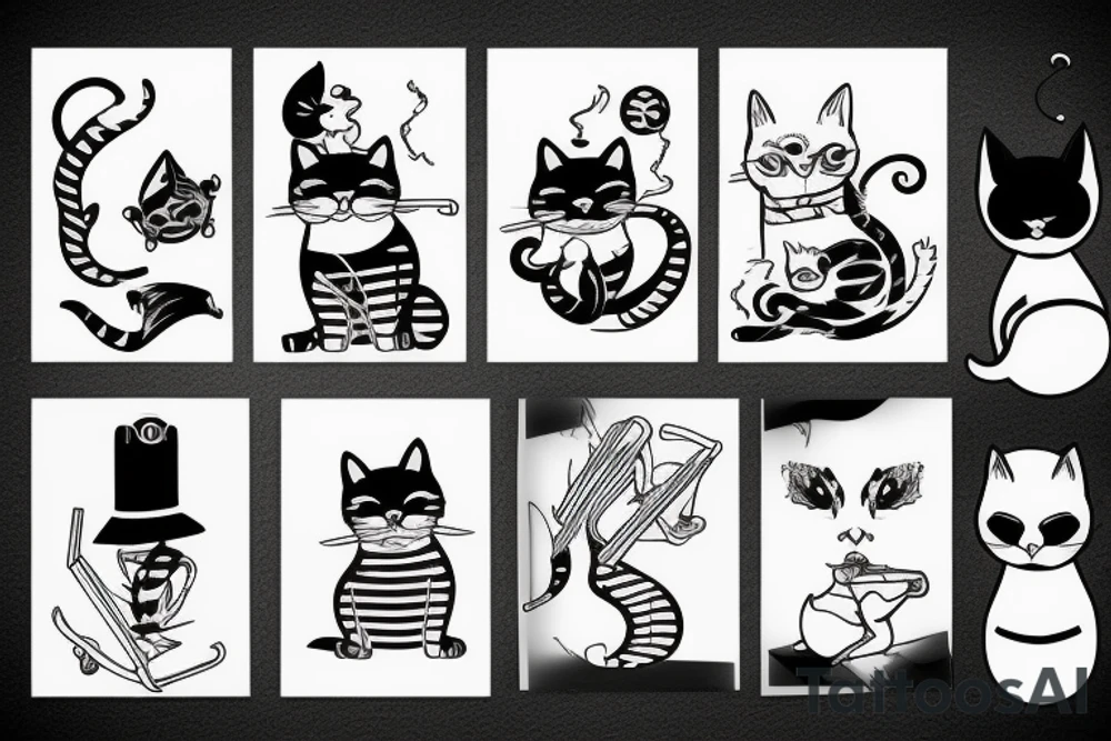 Smoking sailor cat tattoo idea