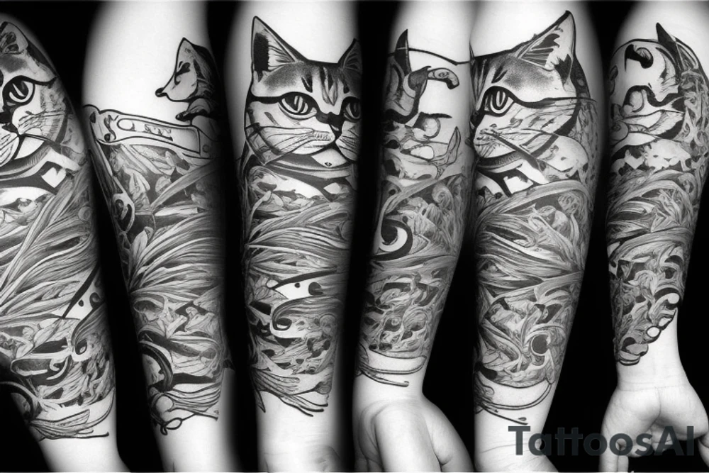Smoking sailor cat tattoo idea