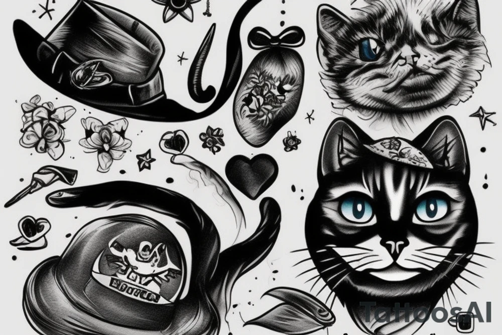 Smoking sailor cat tattoo idea