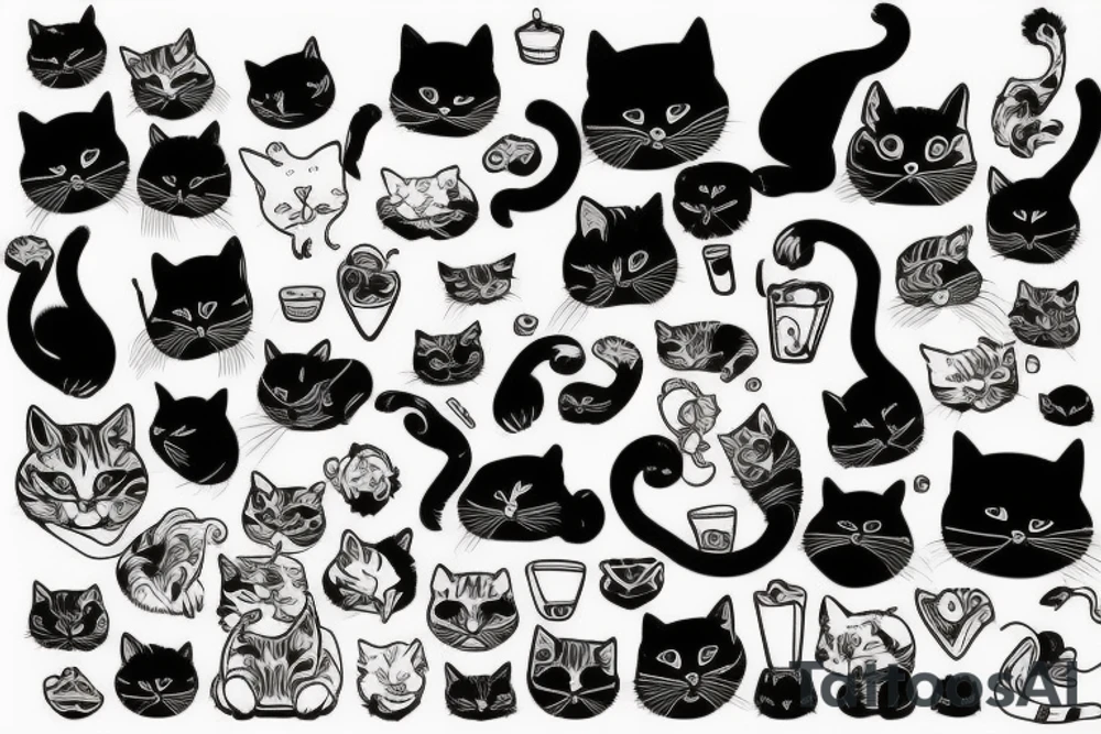 Smoking cat tattoo idea