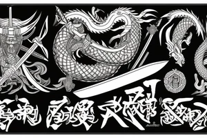A Viking samurai with an axe and katana named dragon lord tattoo idea