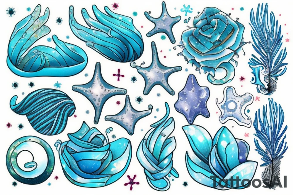 ice grass, sea, sky, Space tattoo idea