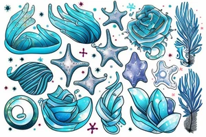 ice grass, sea, sky, Space tattoo idea
