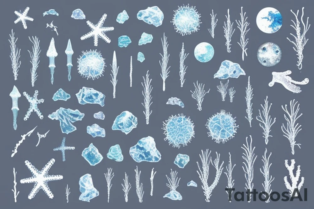 ice grass, sea, sky, Space tattoo idea