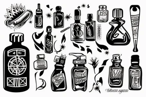 Black oil in bottle tattoo idea