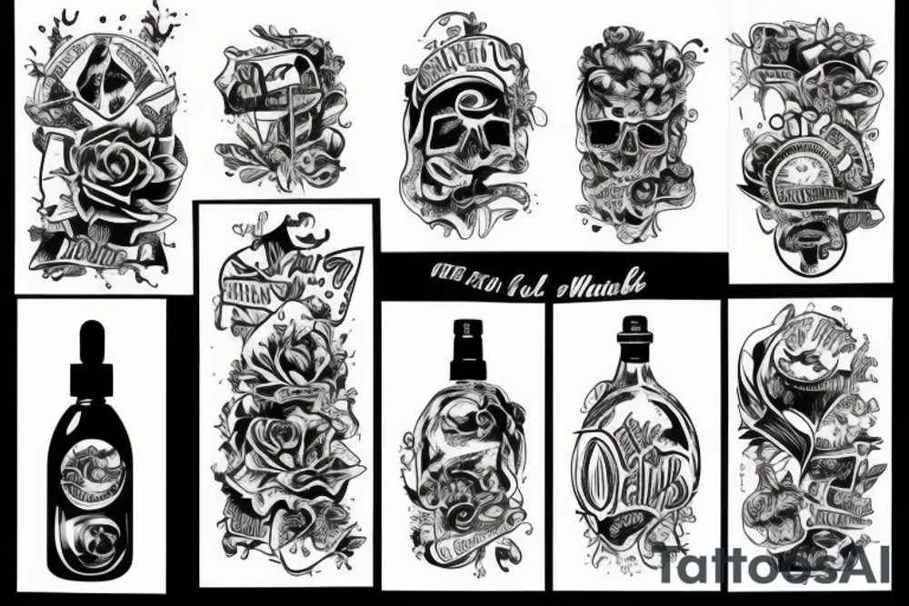 Black oil in bottle tattoo idea
