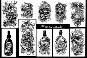 Black oil in bottle tattoo idea