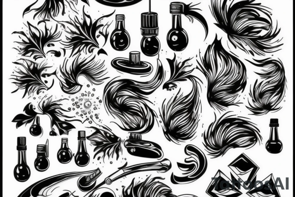 Black oil liquid crystal tattoo idea