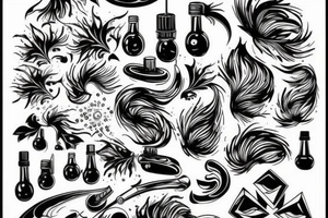 Black oil liquid crystal tattoo idea