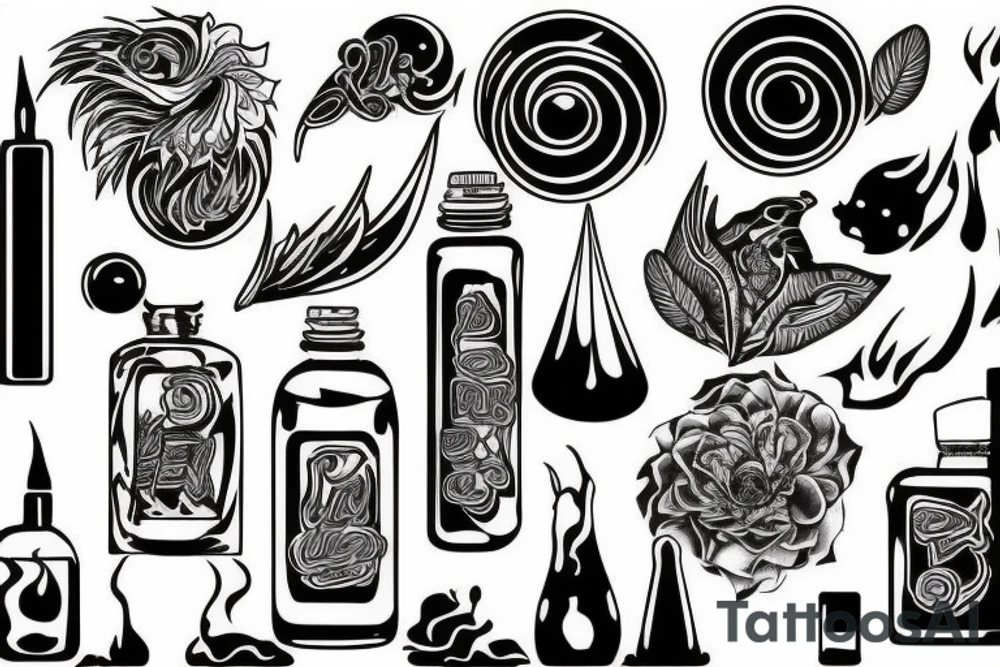 Black oil liquid crystal tattoo idea