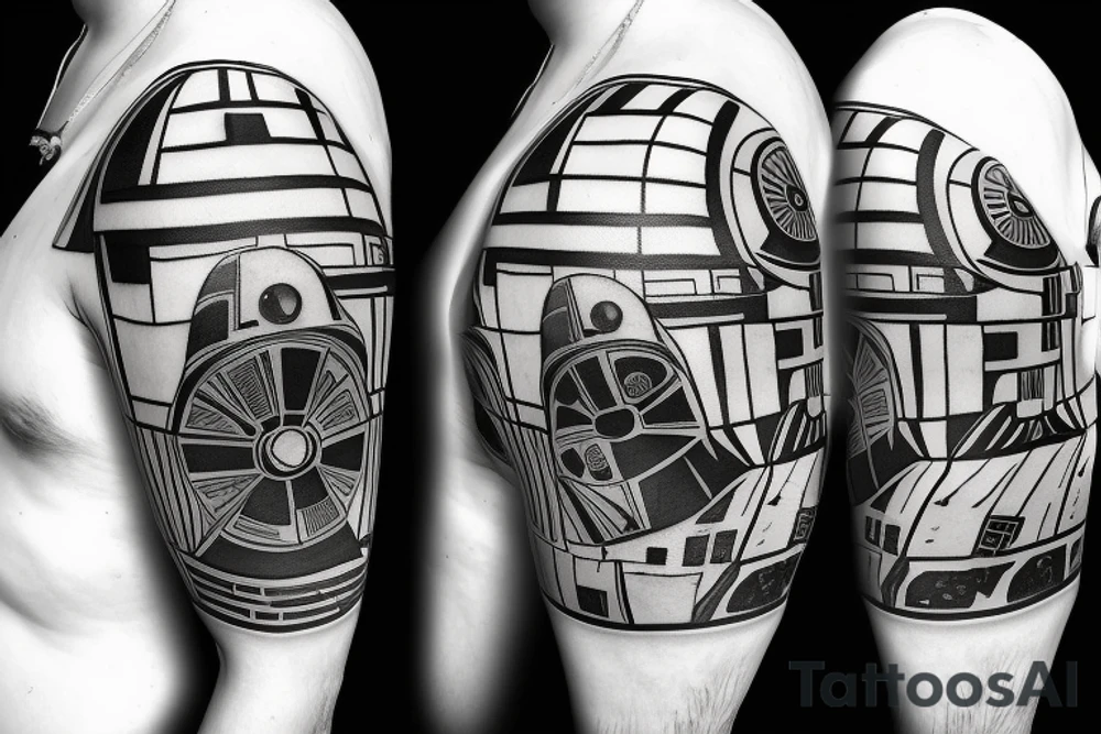 TIE Fighter with Darth Vader standing on top of it and the Imperial Flag tattoo idea