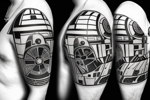 TIE Fighter with Darth Vader standing on top of it and the Imperial Flag tattoo idea