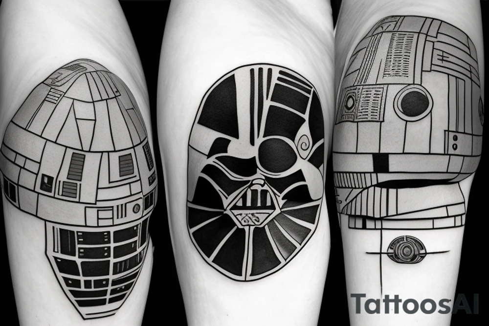 TIE Fighter with Darth Vader standing on top of it and the Imperial Flag tattoo idea