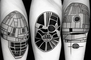 TIE Fighter with Darth Vader standing on top of it and the Imperial Flag tattoo idea