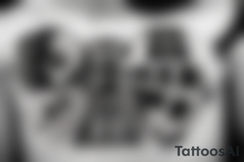 TIE Fighter with Darth Vader standing on top of it tattoo idea