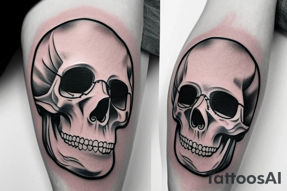 a skull with glasses tattoo idea