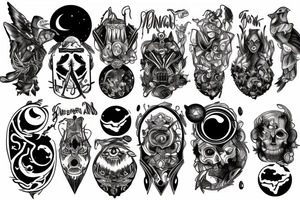 pagan moon trash style tattoo idea