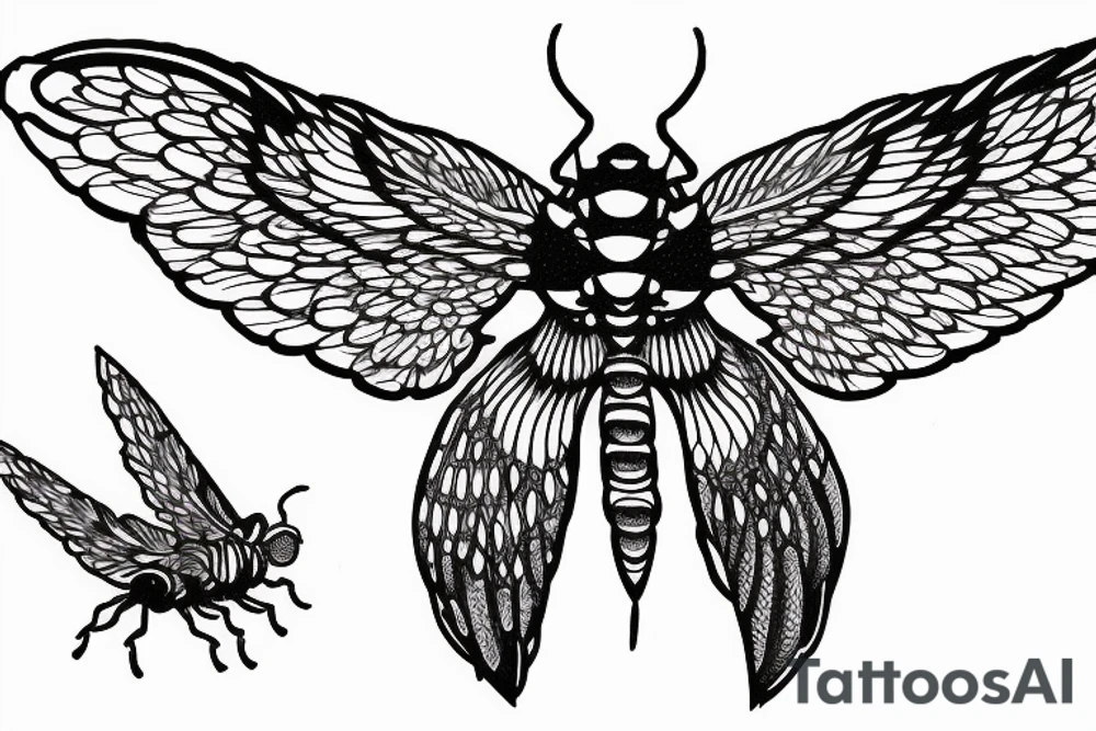a cicada with its wings spread tattoo idea