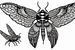 a cicada with its wings spread tattoo idea