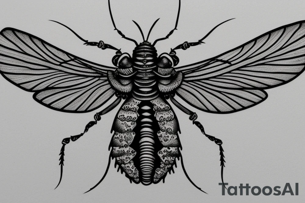 a cicada with its wings spread tattoo idea