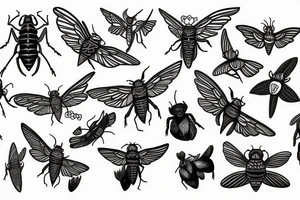 a cicada with its wings spread tattoo idea