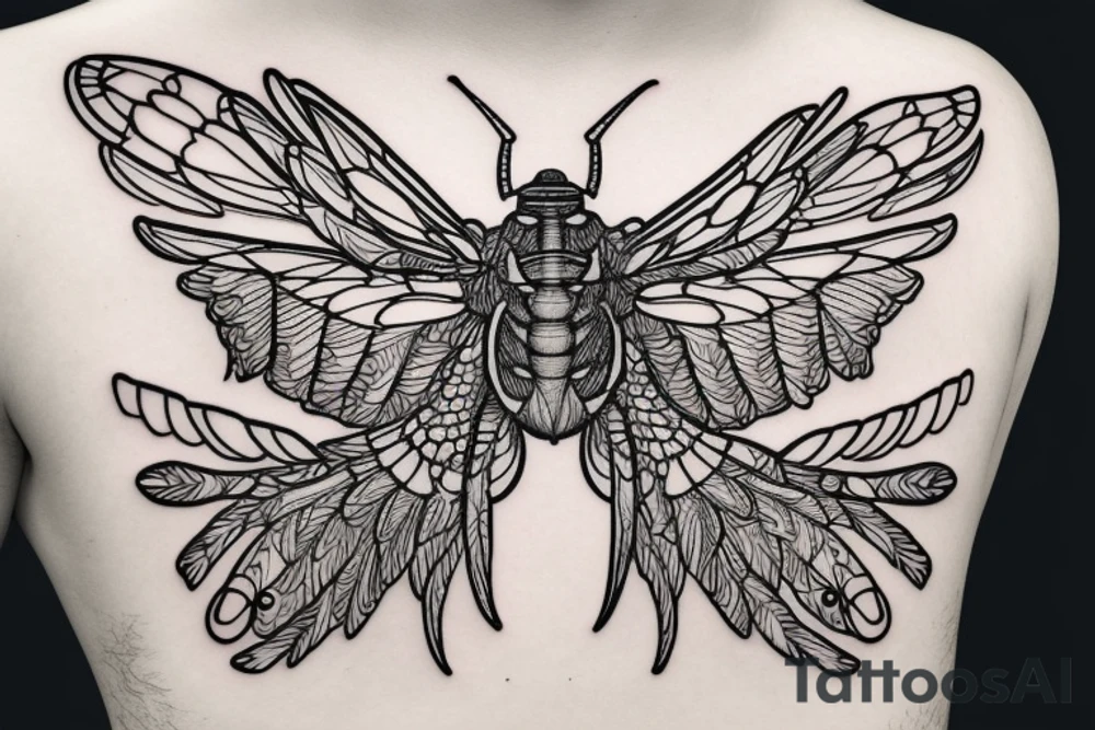 a cicada with its wings spread tattoo idea
