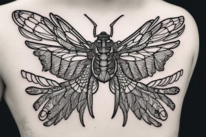 a cicada with its wings spread tattoo idea