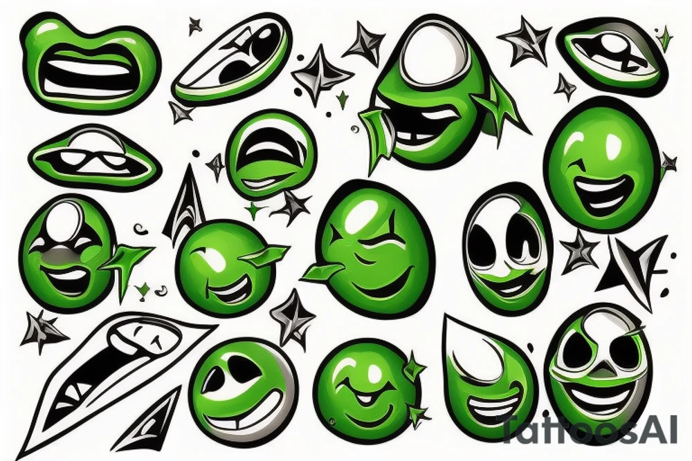 Green smiling bomb tattoo idea