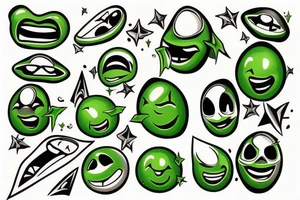 Green smiling bomb tattoo idea