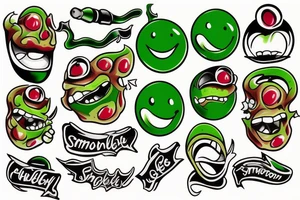 Green smiling bomb tattoo idea
