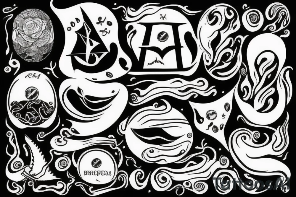 olive oil symbol and sea tattoo idea