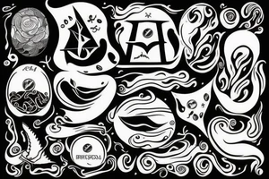 olive oil symbol and sea tattoo idea