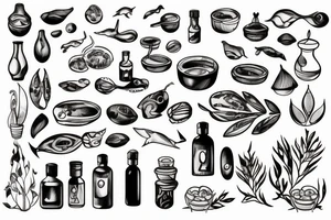 olive oil symbol and sea tattoo idea