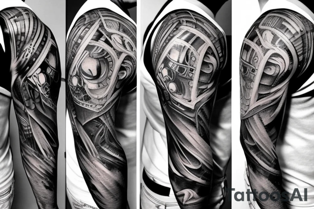 biomechanical sleeve tattoo idea