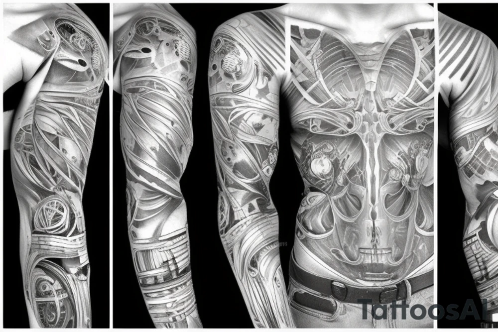 biomechanical sleeve tattoo idea